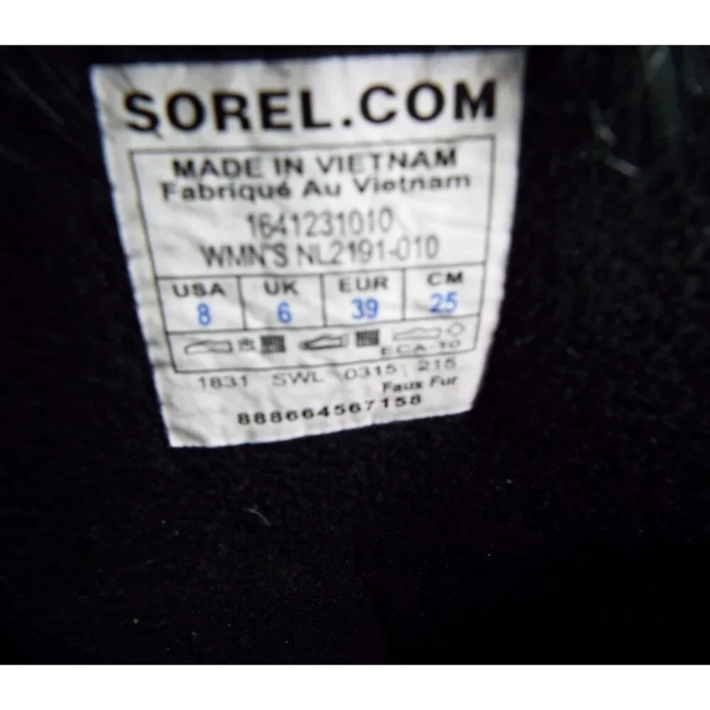 Sorel Tofino Cate NL2191-010 Black Quilted Waterproof Faux Fur Boots Size 8